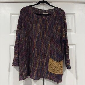 Georgina Estefania Multicolor Crochet Knit Sweater Women Lagenlook Women Size L